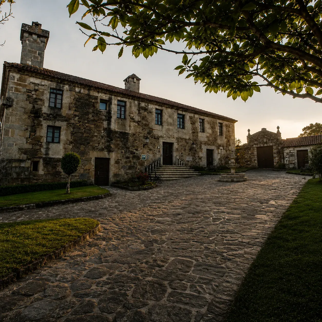 Fachada del Pazo al amanecer