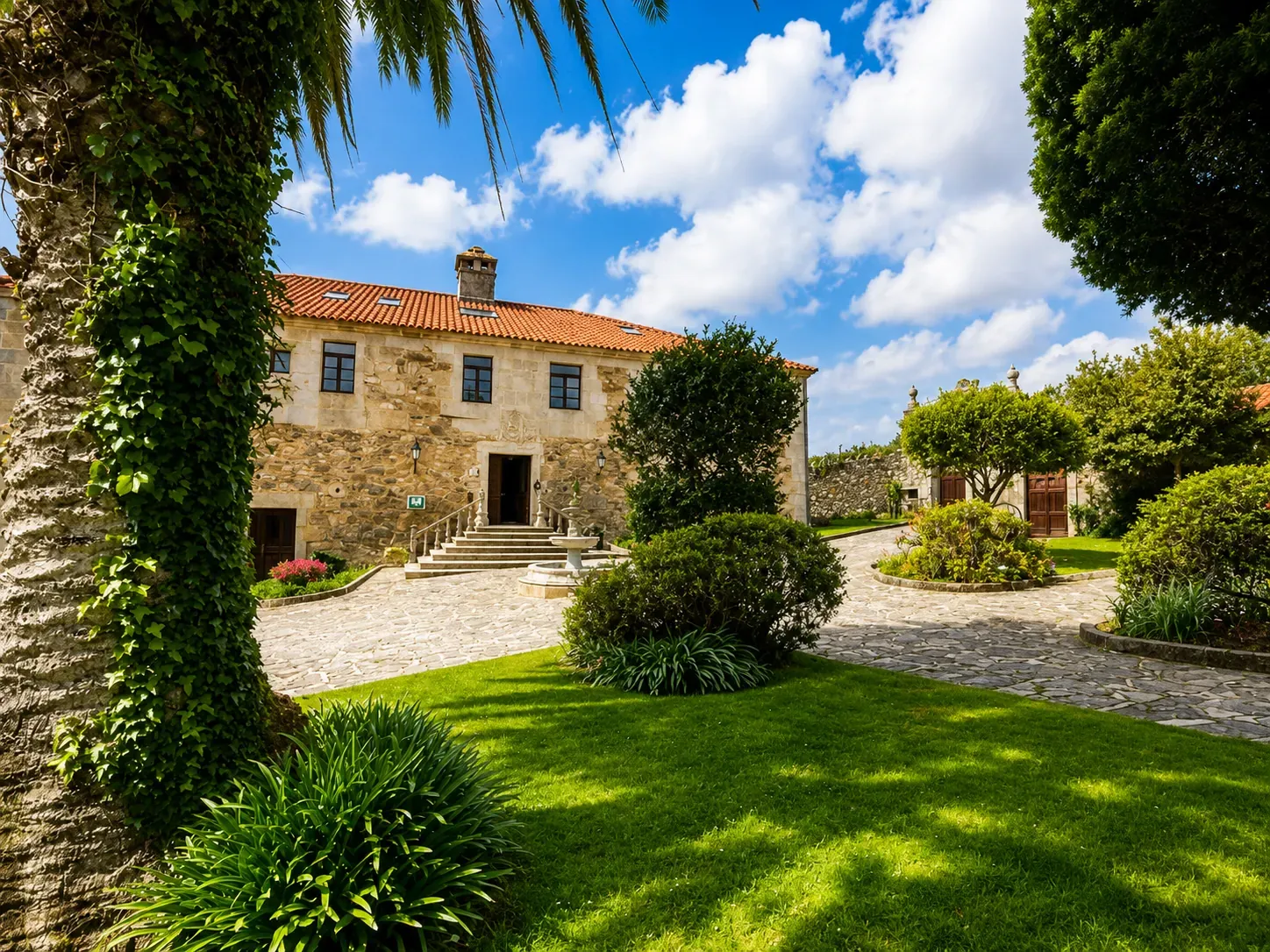 Fachada y jardines del Pazo do Souto