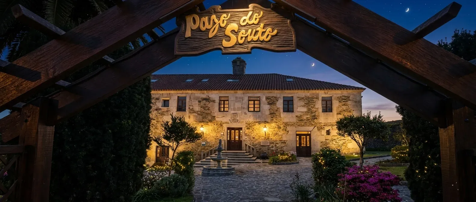 Fachada del Pazo de noche