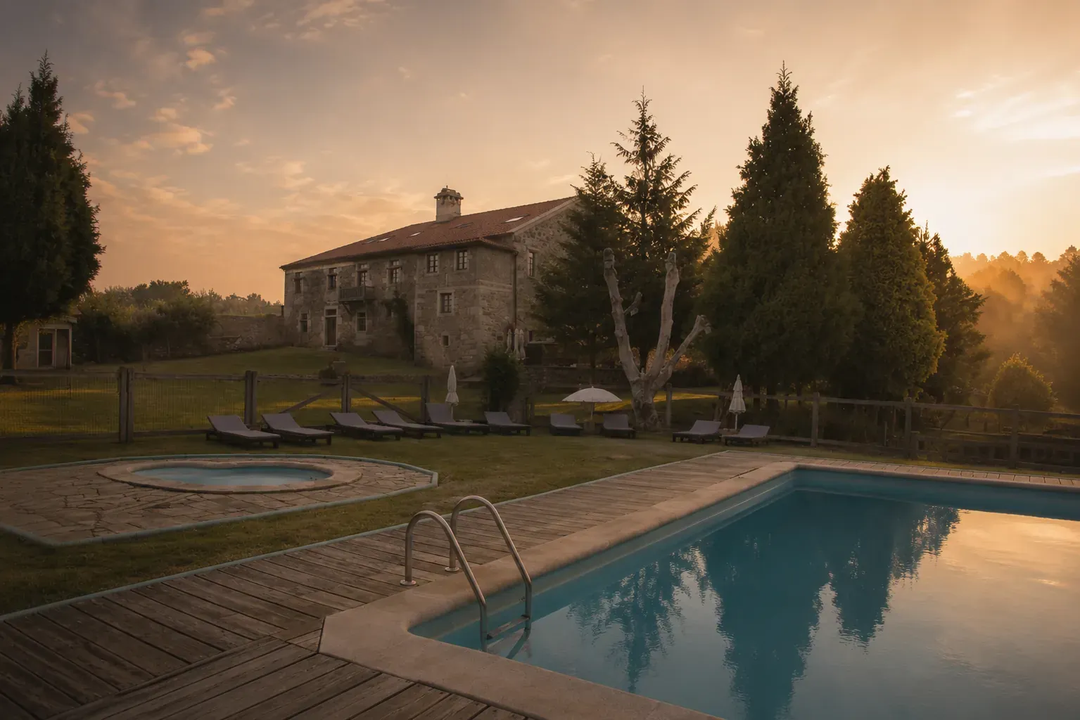 Jardines y piscina del Pazo