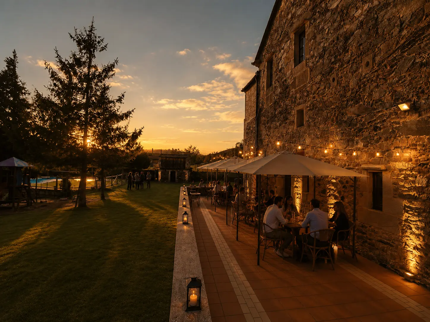 Celebración en la terraza del Pazo do Souto